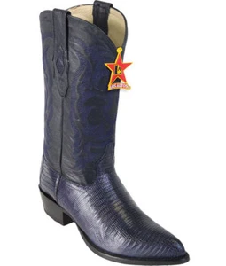 LOS ALTOS MEN NAVY BLUE GENUINE TEJU LIZARD WESTERN COWBOY J-TOE BOOT D 990710 - Picture 1 of 1