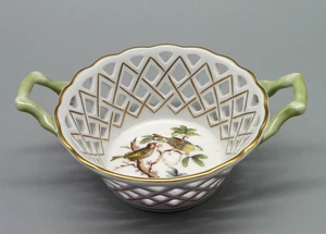Herend Rothschild Korbschale Durchbruch Henkelkorb D 11 cm Zsd. gut - Bild 1 von 5