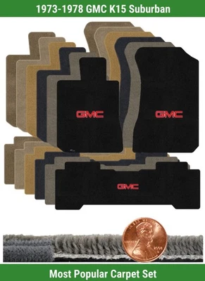 Juego de alfombrillas Ultimat personalizadas para '73-78 GMC K15 Suburban con logotipo (3 piezas) #O16 Foto 1 de 4