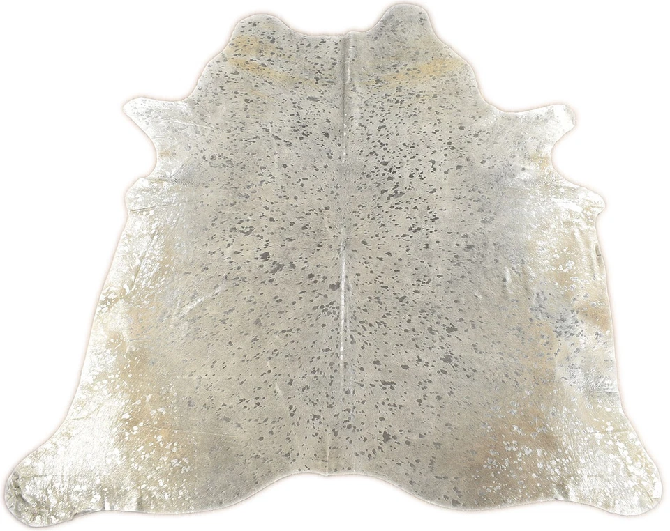 KUHFELL STIERFELL HELL GRAU SILBER DEVORE  ca. 210 x 180 cm METALLIC EFFEKT - Bild 1 von 4