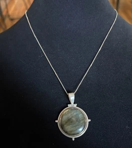 Colgante de labradorita 925 con collar de plata de ley de 20 pulgadas - Imagen 1 de 5