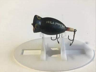 Señuelo de pesca de agua Fred Arbogast negro Hula Popper Top de colección 1,5”. Foto 1 de 4
