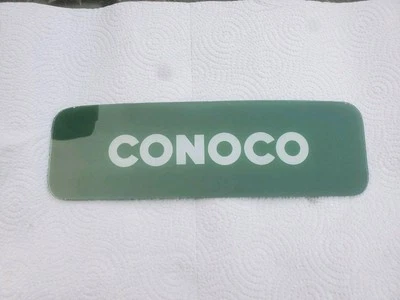 Bomba de Gas Conoco 11" X 3-1/4" Vidrio Curvo Fondo Verde Estación de Combustible  Foto 1 de 4