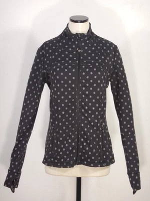 CHAQUETA DEFINITIVA Lululemon Usada Punto Fantasma Negro Pizarra Lunares Talla 10 Foto 1 de 4