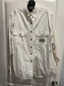 Harley Davidson Gr. L All American Legend Snap Up Weiß Shirt Damen Langarm - Bild 1 von 8