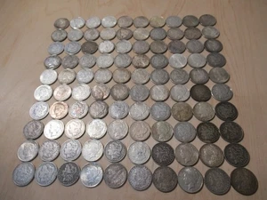 Gran Lote de 100 Dólares de Plata Antiguos, Morgan, Paz, Fechas Mixtas Cecas Grados - Imagen 1 de 19