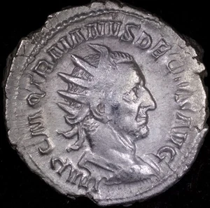 250-251 AD ROME TRAJAN DECIUS SILVER ANTONINIANUS /DACIA STANDING LEFT VF-XF - Picture 1 of 9