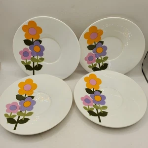 Dolly Days Hostess Saucers X4 Tableware John Russell Bone China Vintage Flowers - Picture 1 of 13