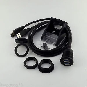 1m Car Dashboard Flush Mount Dual USB 3.0 Socket Extension Lead Panel Cable Kit - Picture 1 of 4