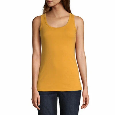 St. John's Bay Women's Scoop Neck Tank Top Size Medium Zinnia Gold 100% Cotton  - Image 1 of 2