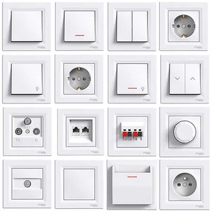 Schuko Steckdose Steckdosen Ausschalter Dimmer Taster Lichtschalter Schalter LED - Bild 1 von 80