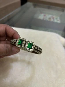 Bollywood Pakistani Indian Gold Plated Bridal Kundan Bangle Bracelet Jewelry - Picture 1 of 9