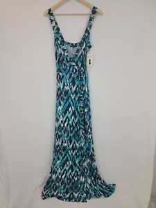NWT Tart Collections S Camille Dress Tribal IKAT Teal Navy Wrap Free Ship TALL 2 - Picture 1 of 10