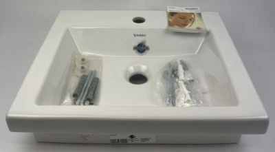 Duravit 079050 00 001 白色壁挂式水槽洗盆 19.5 英寸带 Wonder Gliss — 第 1/4 张图片