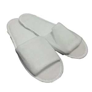 Wholesale White Cotton Terry OPEN Toe Slippers Hotel Spa Weekend Size 29cm UK7/8 - Picture 1 of 2