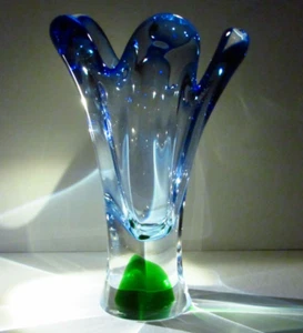 EGERMANN CHRIBSKA Crystal Glass Vase Thick HOSPODKA Skrdlovice Czech Bohemia - Picture 1 of 9