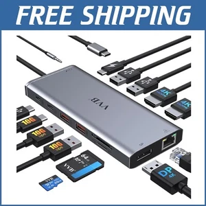 USB C Hub with Dual 4K HDMI - 14 Ports Adapter for Fast Charging & Data Transfer - Picture 1 of 9