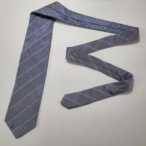 Bugatchi Uomo Men's Steel Blue Striped 100% Silk Necktie Handmade In Italy - Picture 1 of 8