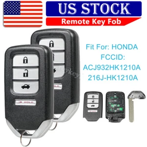 2 FOR 2015-2016 HONDA CRV SMART KEY KEYLESS REMOTE ENTRY KEY FOB ACJ932HK1210A - Picture 1 of 8
