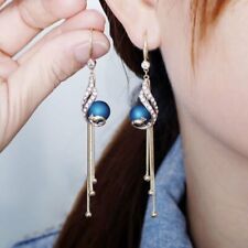Fashion Peacock Crystal Tassel Hook Earrings Drop Dangle Women Party Jewellery