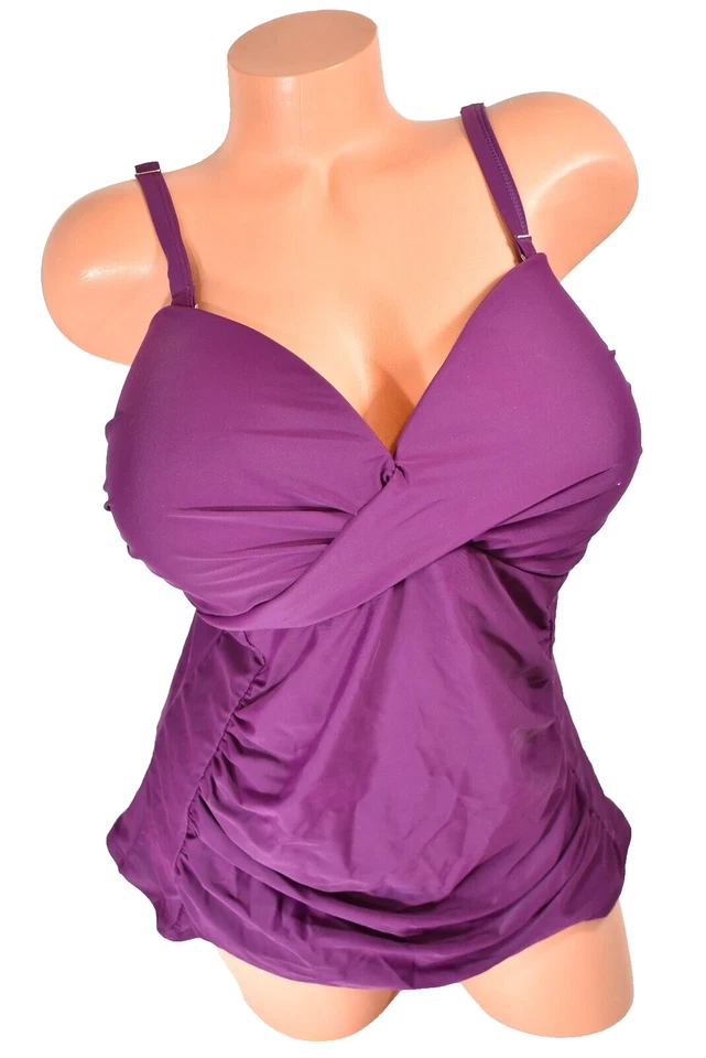 Women's Tropical Escape Purple Plus Size Tankini Bathing Suit Top Size 22W  NWT - Image 1 of 4