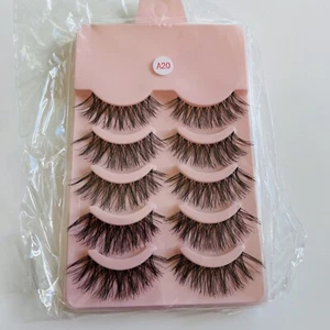 5 x Pairs Womens Black Makeup Flared Eye Lashes False Eyelashes Long Flares #3 - Picture 1 of 12