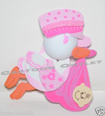 10 BABY SHOWER FAVORS GIFTS PINK STORK DECORATION CENTERPIECE FOAM RECUERDOS - Image 1 of 2