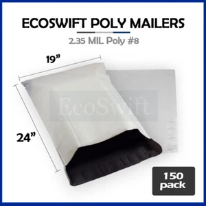 150 19 x 23 ECOSWIFT WHITE POLY MAILERS SHIPPING ENVELOPES SELF SEALING BAGS - Picture 1 of 5