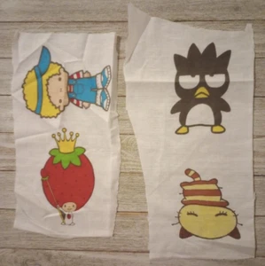 sanrio hello kitty fun fabric scrap 3 to 5 inch 4 characters 2pc #1002 - Picture 1 of 2