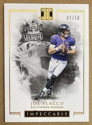 2016 Panini Impeccable Gold Joe Flacco #/10 First Year Rare Chase RAVENS BROWNS - Image 1 of 4