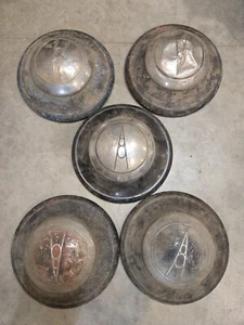 Lot Of 5 Oem 1936-39 Ford Dog Dish Hubcap Wheel Covers Wall Hangers Man Cave Art - Picture 1 of 12