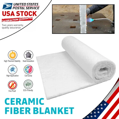Ceramic Fiber Insulation, White, 2500F Fireproof Insulation Blanket 10mm Thick - Image 1 of 4