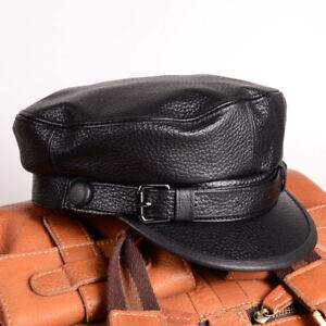 MEN WOMEN'S  Fashion Genuine Leather Beret newsboy military style army cap/hat 