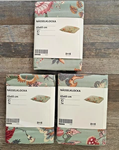 IKEA NASSELKLOCKA CUSHION COVERS SET OF 3 FLORAL SAGE GREEN & MULTICOLOR 26"x26" - Picture 1 of 4