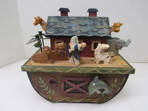 70er Jahre Holz Aufzieh Animierte Arche Noah Spieluhr guter Zustand Vintage - Bild 1 von 8