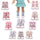 Lines American Doll Shoes Canvas Shoes Flowers Sneakers Boots 18Inch Doll