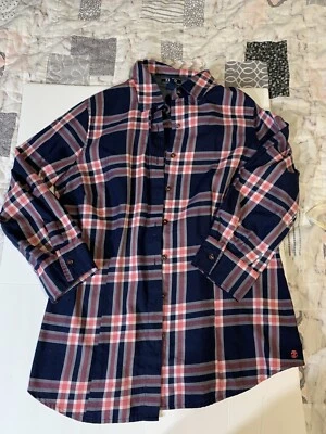 IZOD Women's Navy & Pink Plaid Button Up, Long Sleeve Shirt Size Small - Image 1 of 4