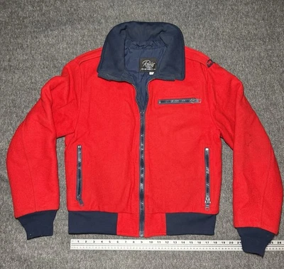 Jaqueta de esqui Roffe vintage vermelha azul tamanho P/M isolada anos 80 feita nos EUA  - Imagem 1 de 4