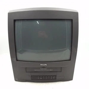 Philips 14” CRT TV VHS Combi 14PV110/07 Retro Gaming Spares Repairs Prop VTG - Picture 1 of 15