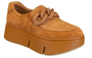 Naked Feet Princeton Platform Sneakers Tan Chain Loafers Suede Slip-On Size 8.5 - Picture 1 of 12