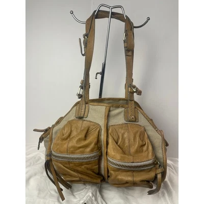 Schuler and Sons Philadelphia Anthropologie холст кожаная сумочка сумка Hobo хаки - Изображение 1 из 4