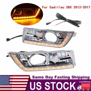 LED Daytime Running Lights DRL Fog Lamp w/Turn Signal For Cadillac SRX 2012-17 - Picture 1 of 24
