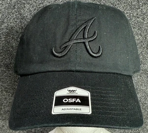 Gorra de béisbol ajustable de los Atlanta Braves negra sobre negra favorita de los fanáticos con licencia MLB - Imagen 1 de 6