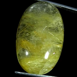 38,70 kt natürlicher goldener Rutilquarz ovaler Cabochon Edelstein 19 x 29 x 8 mm - Bild 1 von 4