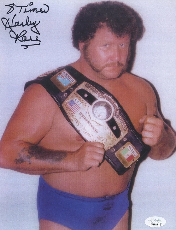 *罕见* WWE WWF NWA Harley Race 签名 8.5x11 JSA 签名 — 第 1/1 张图片