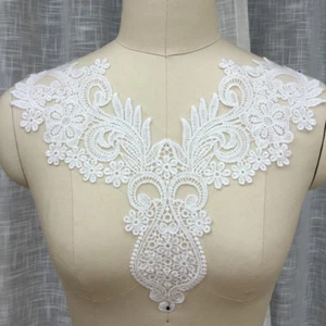 Ivory Embroidery Costume Lace Applique Floral Bridal Evening Dress DIY Motif 1PC - Picture 1 of 5
