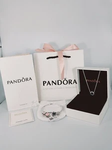 Complete Pandora Jewelry Set – Sterling Silver Bangle & Necklace with packaging - Picture 1 of 24