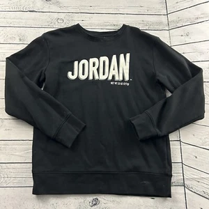 Jordan Spell Out Pullover Crewneck Sweatshirt Youth XL Black - Picture 1 of 4