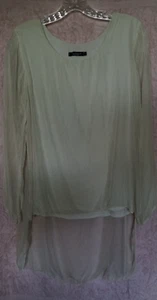 Alice Rinaldi 100% silk solid chalk white l/s blouse size Small - Picture 1 of 7