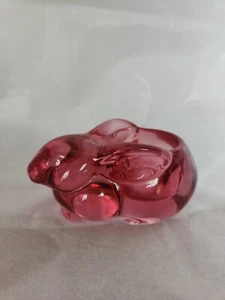 Vintage Indiana Glass Cranberry Pink Bunny Rabbit Votive Candle Holder  Easter  - Picture 1 of 11
